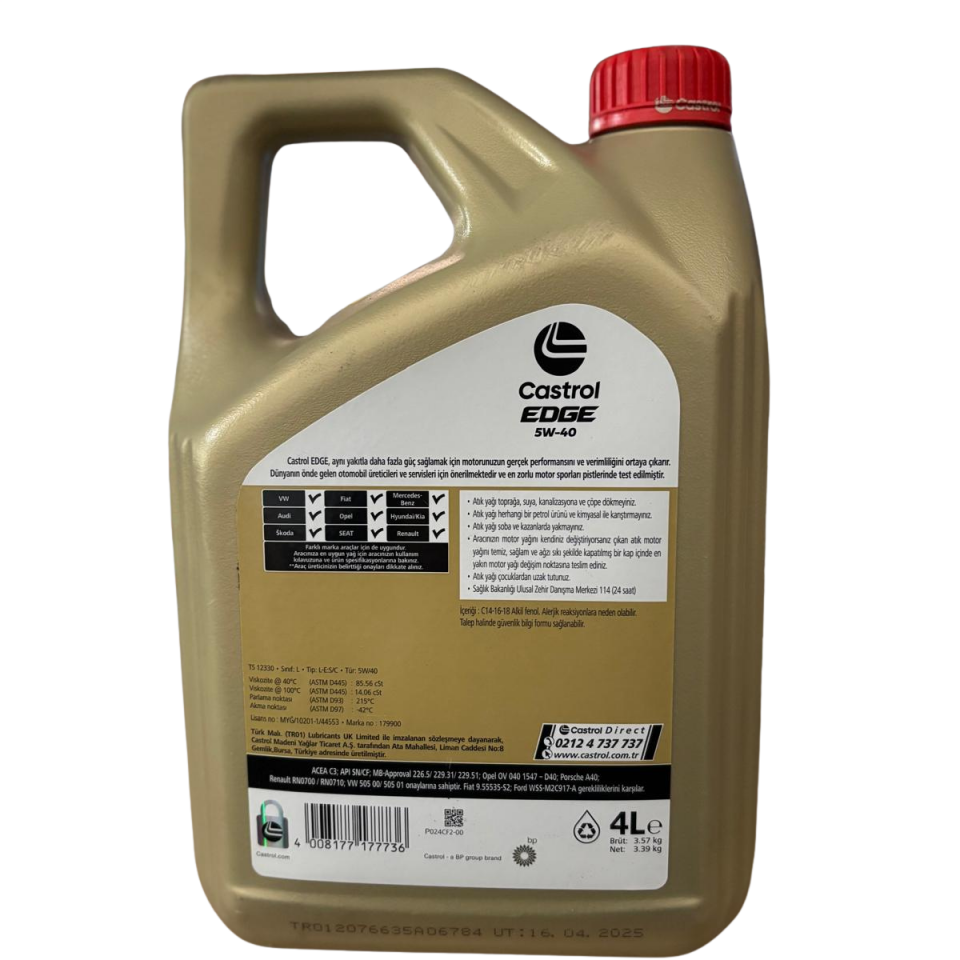 CASTROL EDGE 5W-40 Motor Yağı 4L