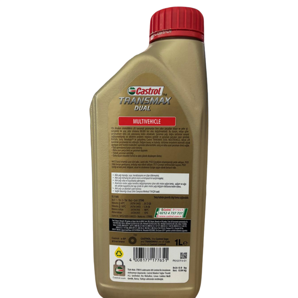 CASTROL TRANSMAX DUAL MULTIVEHICLE OTOMATİK ŞANZIMAN YAĞI 1L